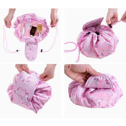 Women Drawstring Cosmetic Bag Travel Storage Makeup Bag Organizer Foldable Make Up Pouch Portable Waterproof Toiletry Case