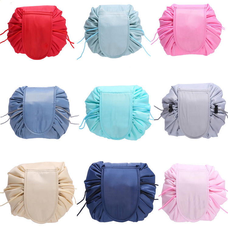 Women Drawstring Cosmetic Bag Travel Storage Makeup Bag Organizer Foldable Make Up Pouch Portable Waterproof Toiletry Case