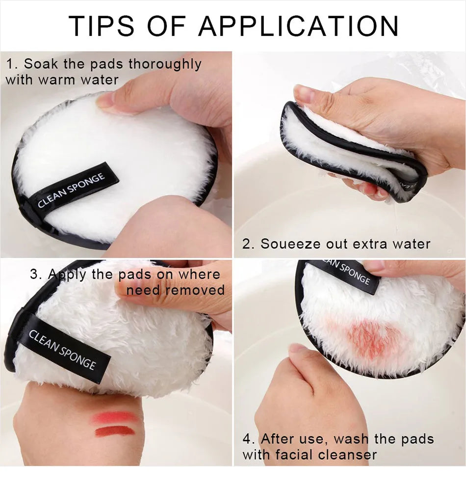 Microfiber Makeup Remover Cloth Reusable Washable Cotton Pads Make-up Wipes Face Cleansing Towel Soft Discs Double Layer Puff