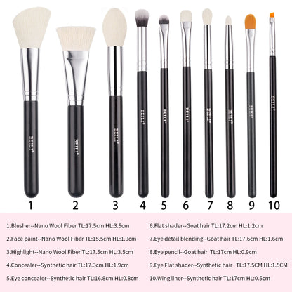 BEILI 8-10PCS Makeup Brushes Powder Foundation Highlight Concealer Eyeshadow Blending Make Up Brush Set pinceaux de maquillage