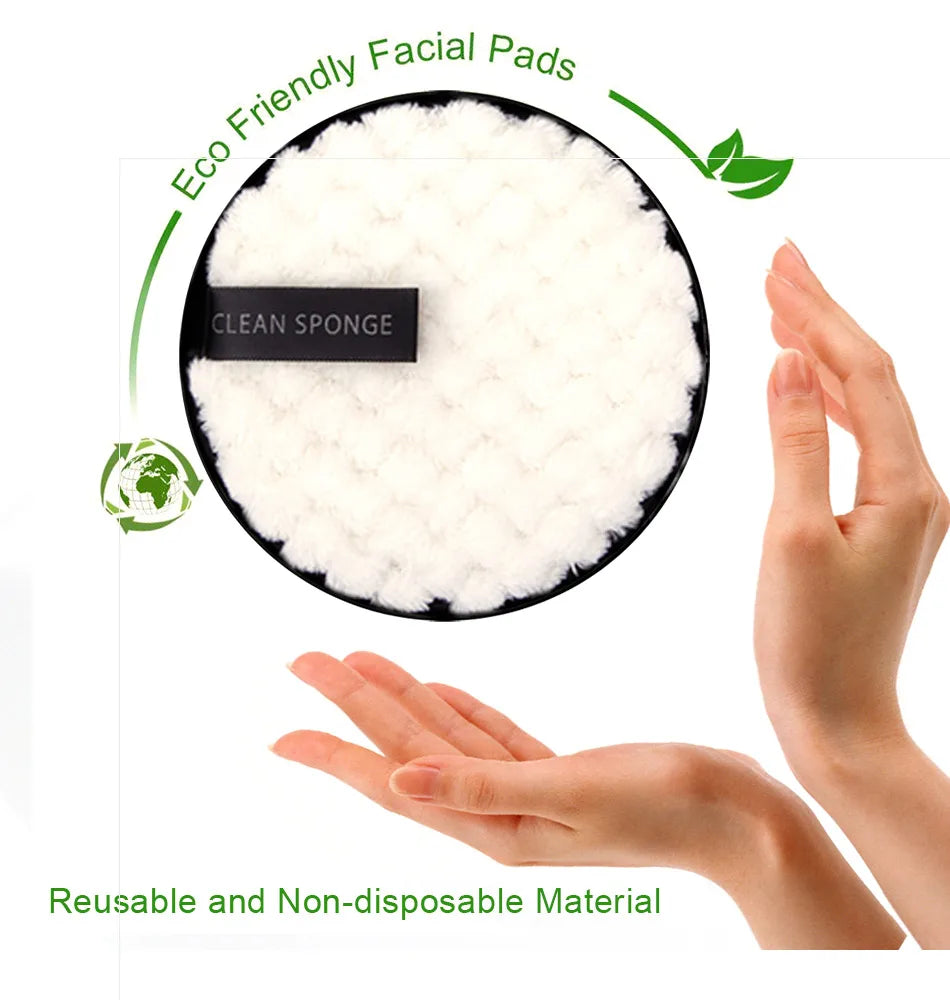 Microfiber Makeup Remover Cloth Reusable Washable Cotton Pads Make-up Wipes Face Cleansing Towel Soft Discs Double Layer Puff