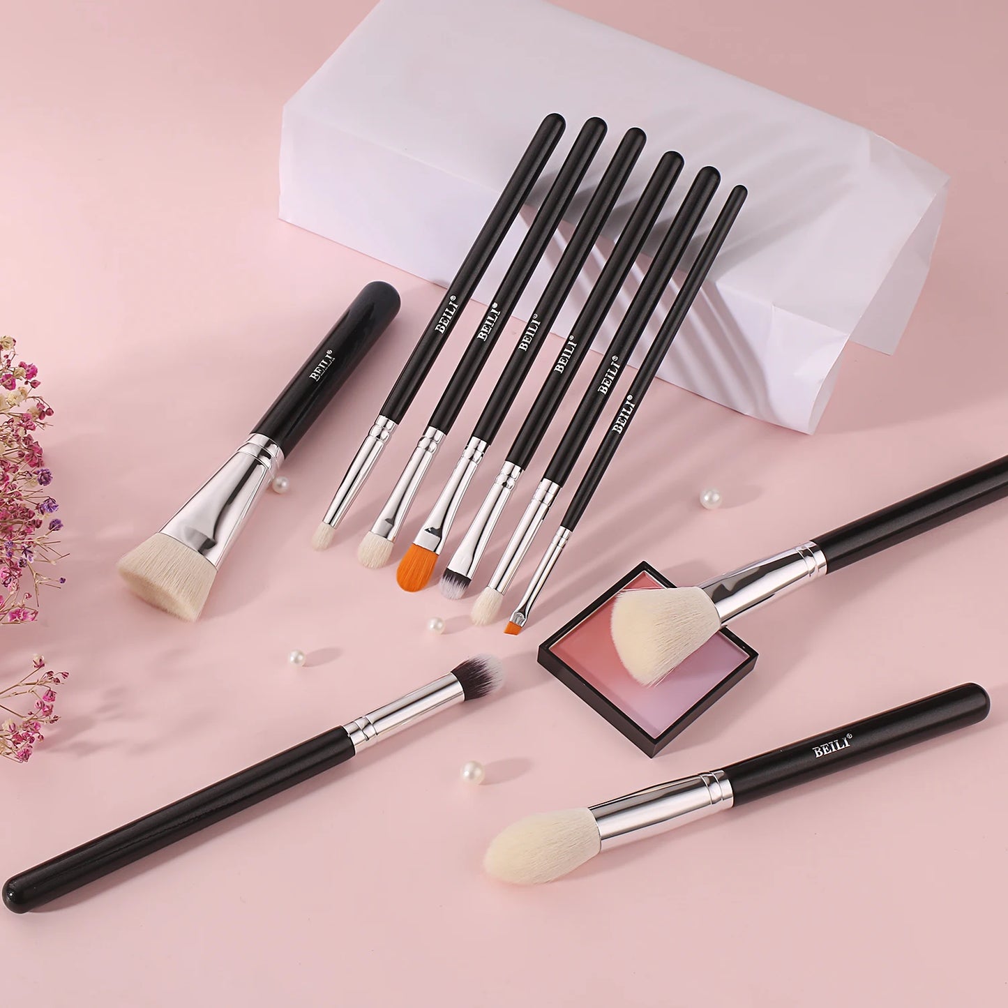 BEILI 8-10PCS Makeup Brushes Powder Foundation Highlight Concealer Eyeshadow Blending Make Up Brush Set pinceaux de maquillage