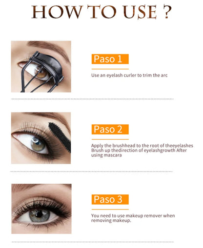 Fashion Diamond 4D Mascara Waterproof Eye Make-up Cosmetics Peanut Silicone Brush Lengthening Curl Lashes Fast Dry