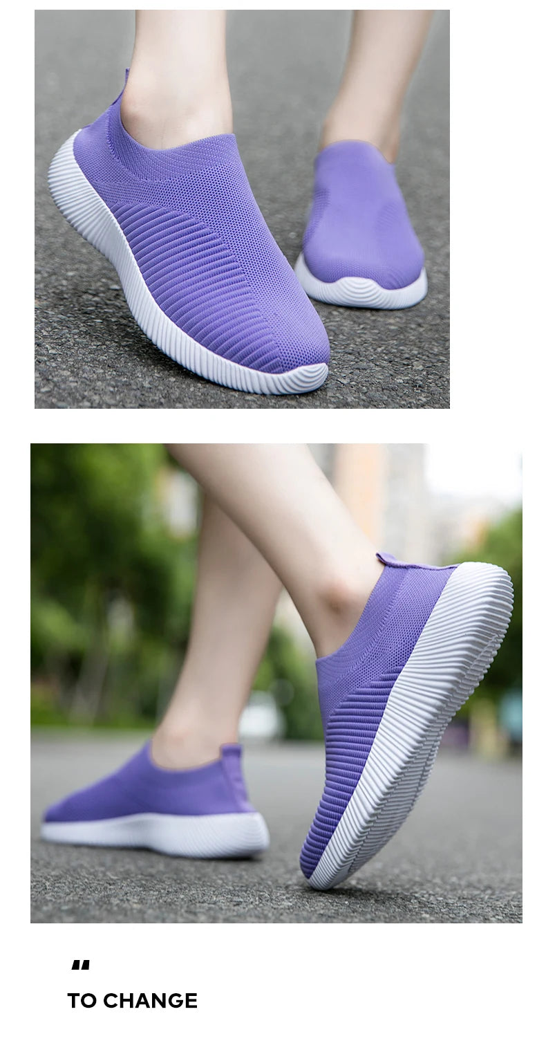 2022 Women Vulcanized Shoes High Quality Women Sneakers Slip On Flats Shoes Women Loafers Plus Size 42 Walking Flat