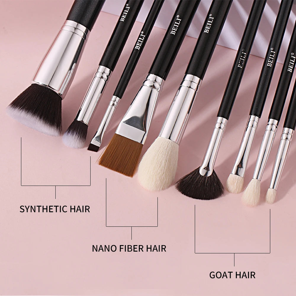 BEILI 8-10PCS Makeup Brushes Powder Foundation Highlight Concealer Eyeshadow Blending Make Up Brush Set pinceaux de maquillage