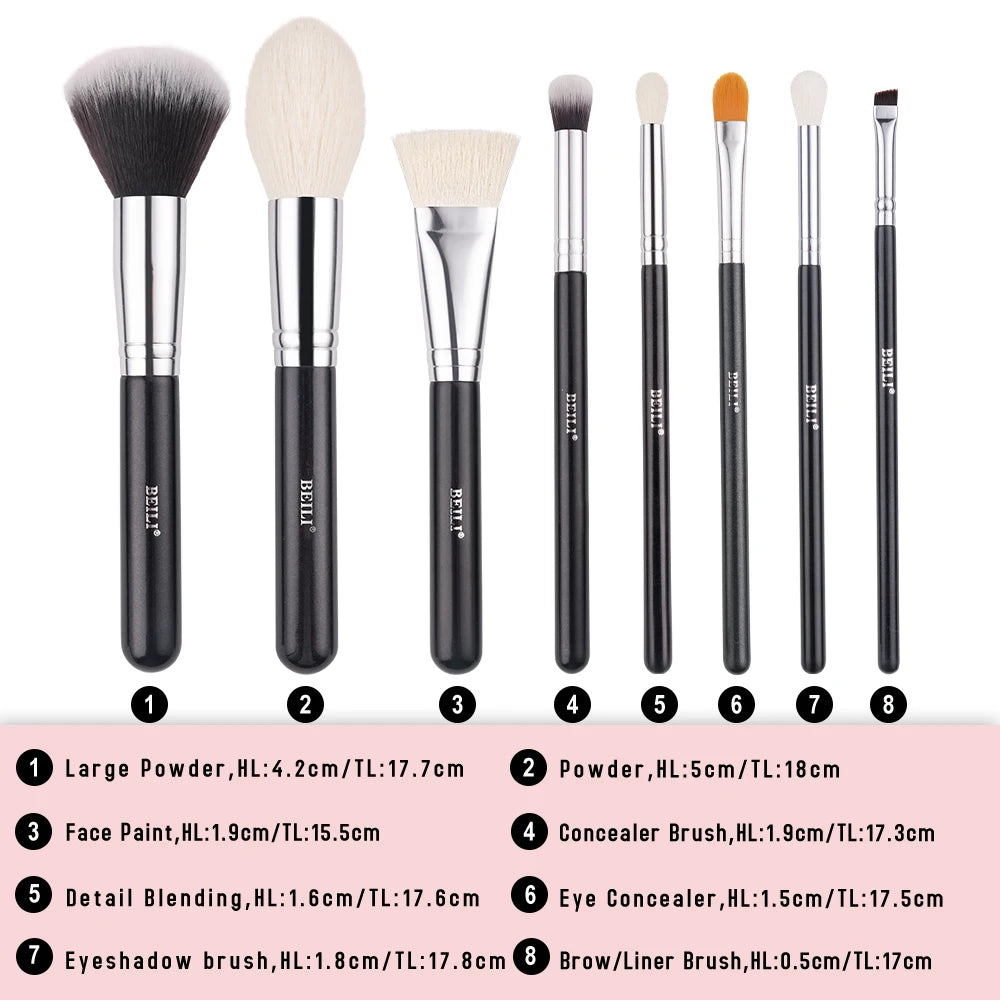 BEILI 8-10PCS Makeup Brushes Powder Foundation Highlight Concealer Eyeshadow Blending Make Up Brush Set pinceaux de maquillage