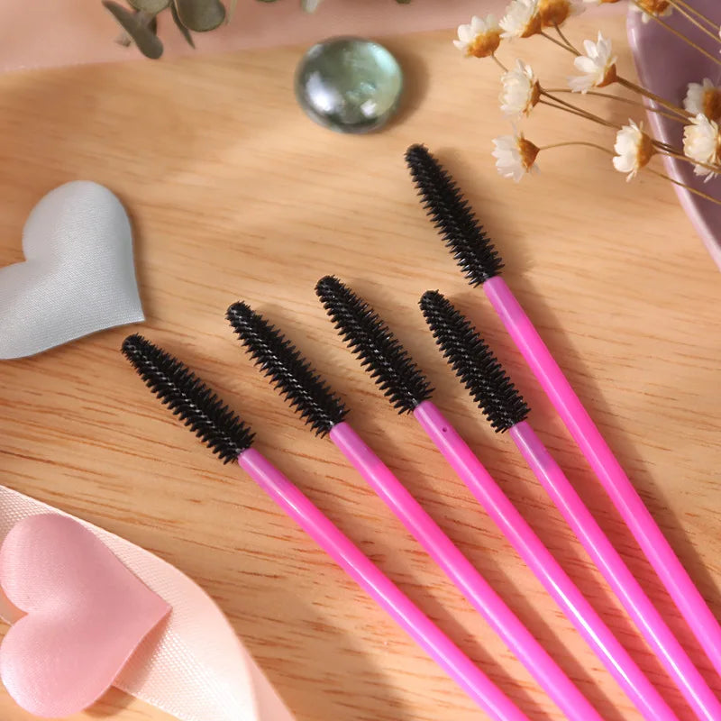 HOT 100 pcs Disposable Silicone Eyelashes Brushes Mascara Stick Applicator Makeup Brush Eyelash Extension Make up Tools