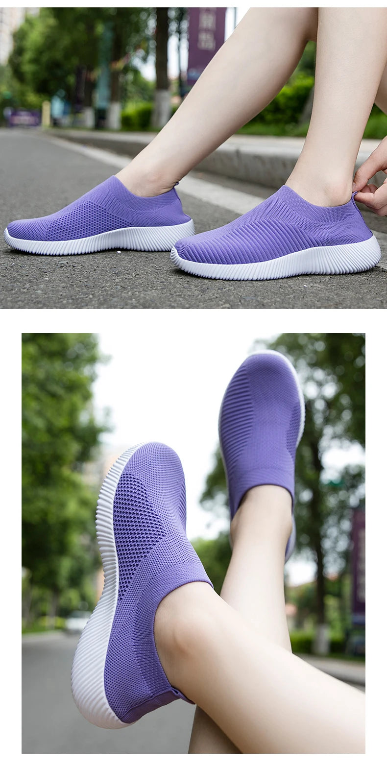 2022 Women Vulcanized Shoes High Quality Women Sneakers Slip On Flats Shoes Women Loafers Plus Size 42 Walking Flat