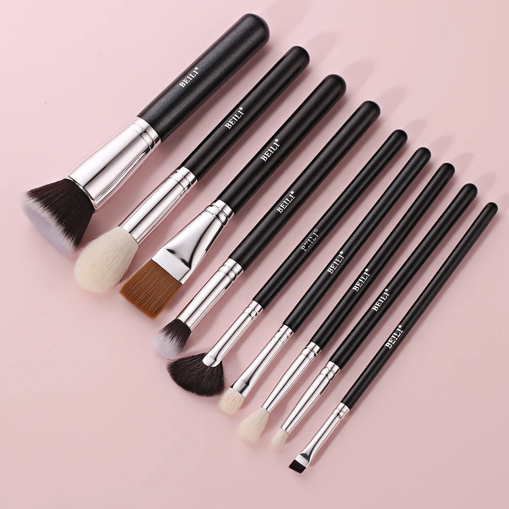 BEILI 8-10PCS Makeup Brushes Powder Foundation Highlight Concealer Eyeshadow Blending Make Up Brush Set pinceaux de maquillage