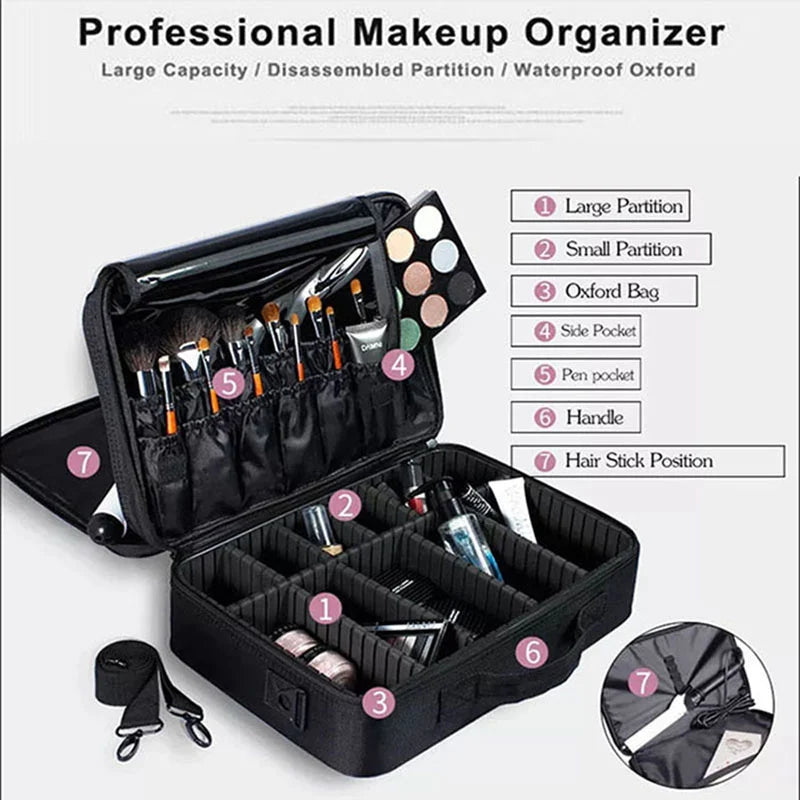 2023 New Professional Makeup Organizer Travel Beauty Cosmetic Case For Make Up Bolso Mujer Storage Bag Nail Tool Box Suitcases