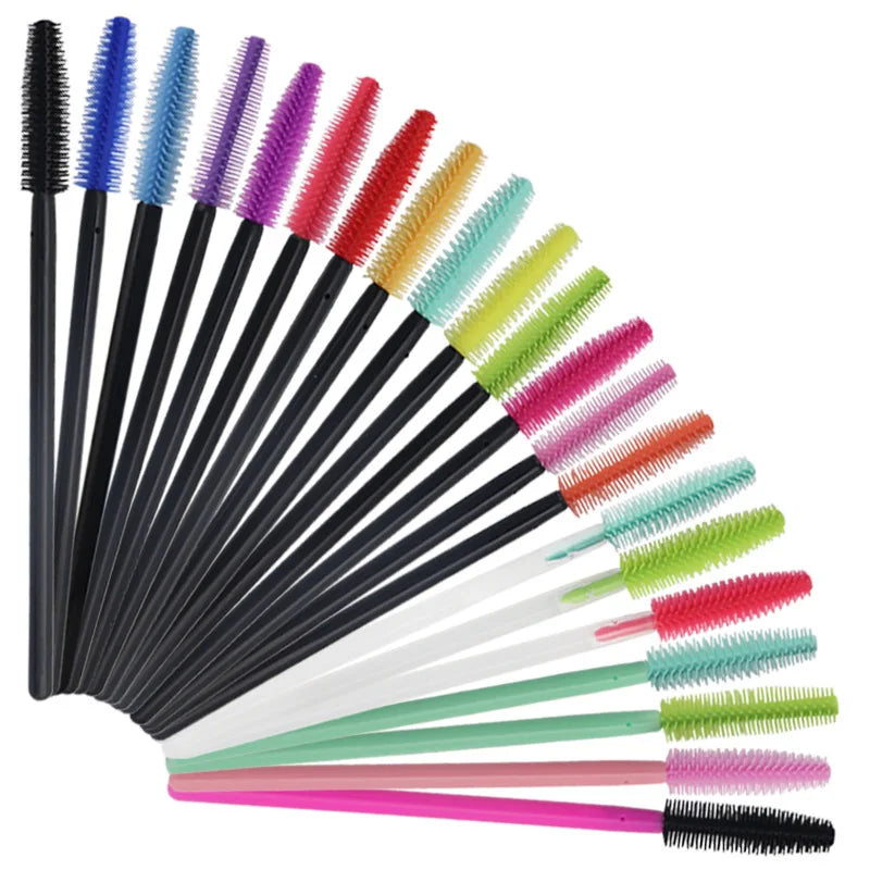 HOT 100 pcs Disposable Silicone Eyelashes Brushes Mascara Stick Applicator Makeup Brush Eyelash Extension Make up Tools