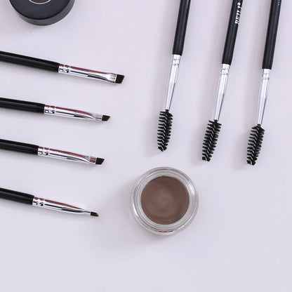 BEILI 10 pcs Black Professional Double Headed Eyebrow Eyelash Makeup Brushes Thin Hair Wholesale Angled Eyebrow Make Up Brush