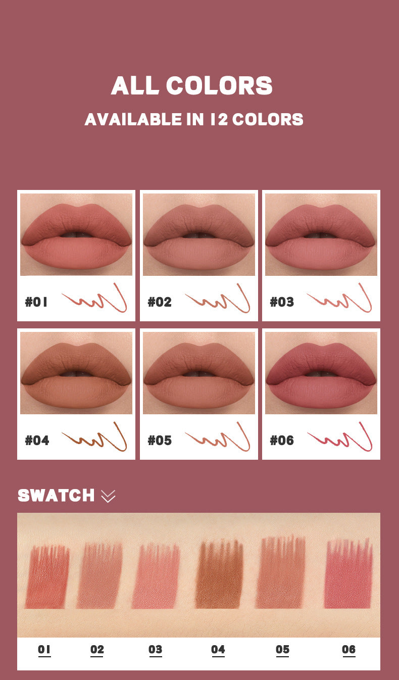 Pudaier 12 Colors Matte Lip Liner Pen Make up Waterproof Velvet Nude Lipstick Pencil Red Brown Lipliner Contour Tint Lips Makeup