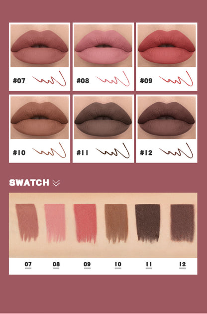 Pudaier 12 Colors Matte Lip Liner Pen Make up Waterproof Velvet Nude Lipstick Pencil Red Brown Lipliner Contour Tint Lips Makeup