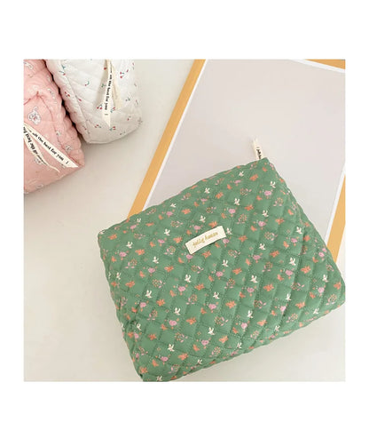 Liberty Quilting Makeup Bag Soft Cotton Clutches Women Zipper Cosmetic Organizer Cute Clutch Large Make Up Purse Toiletry Case