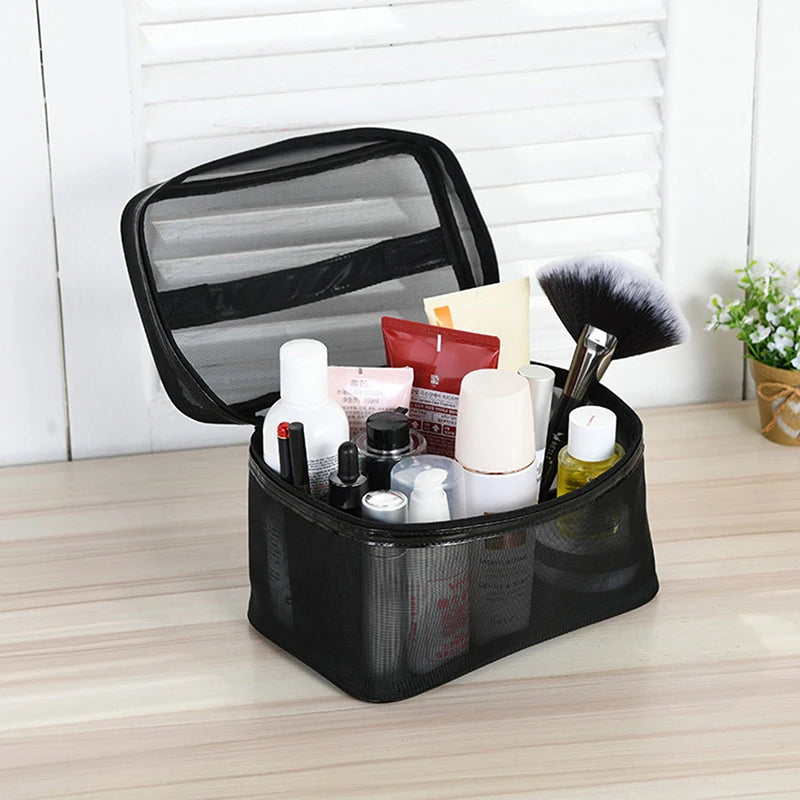 1 Pc Portable Mesh Transparent Cosmetic Bag Women Travel Zipper Make Up Organizer Wash Toiletry Beauty Storage Bag Pouch