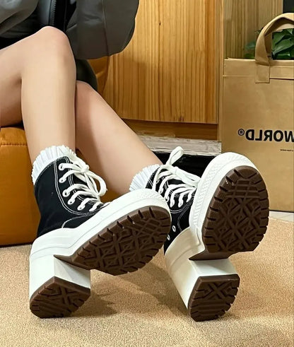 2024 Canvas Sneakers Women Platform Shoes Woman Shoes Fashion Casual Ladies Chunky Sneakers Woman Designer Shoes Zapatos Mujer