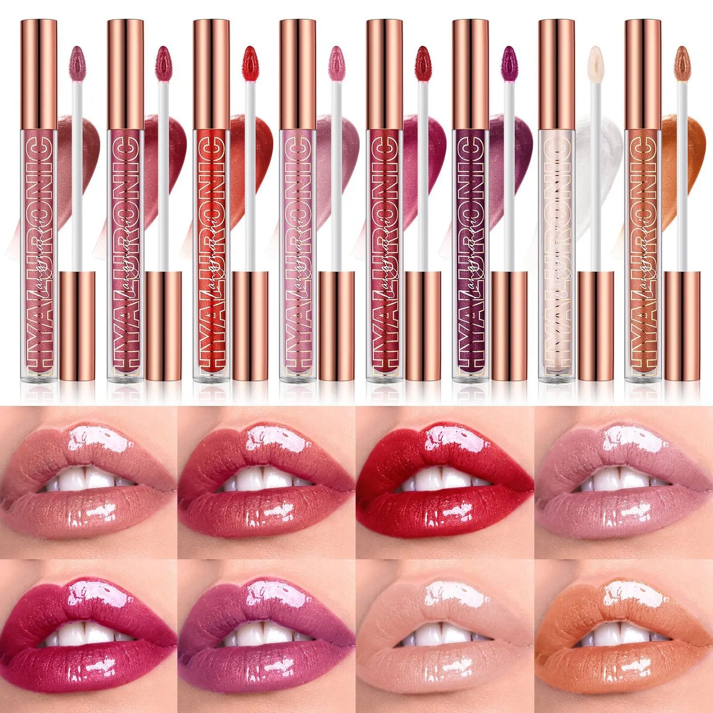 Hyaluronic Acid Lip Glaze Glitter Lip 8 Colors Moisturizing Non-stick Cup Cosmetics Natural Nude Long Lasting Make up Lipstick