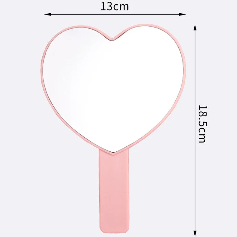 Handheld Makeup Mirror Love Heart Mirror Female Handle Makeup Cosmetic Beauty Tools Handheld Vanity Make Up Mirror