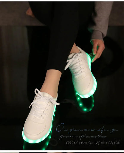 Maogu 2023 Adult Unisex Womens Mens Kid Luminous Sneakers Glowing USB Charge Boys LED Colorful Light-up Shoes Girls Footwear