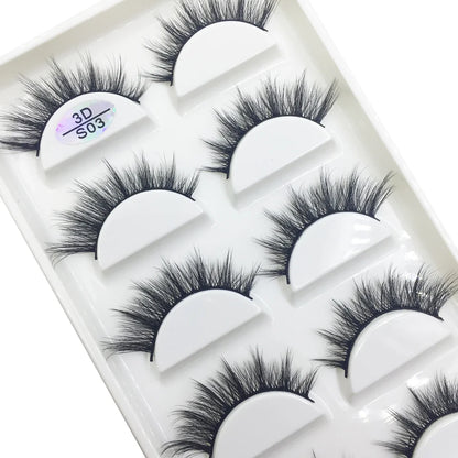 Natural 3D Mink False Eyelashes, Soft Wispy, Fluffy Eye Faux Lashes, Make Up Eyelash, Beauty Cat Cilios, 5 Pairs, 15 Styles