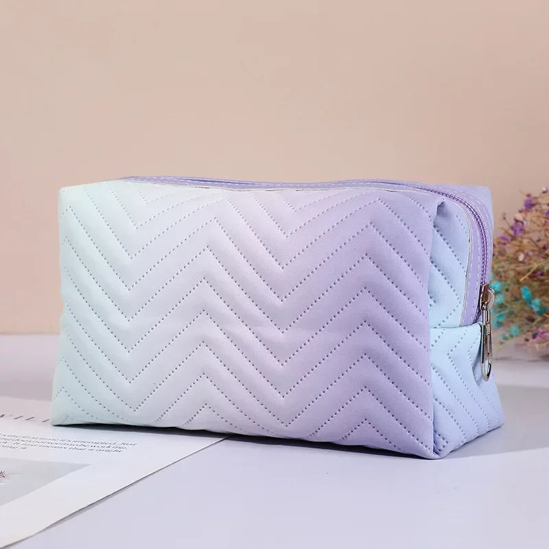 1 Pcs Gradient Color Makeup Bag for Women Zipper Pu Leather Cosmetic Bag Pouch Travel Large Female Make Up Pouch Necessaries