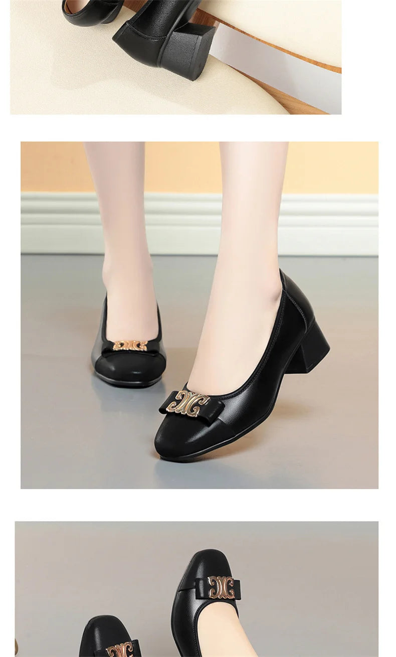 French Style 2024 New Soft Leather Soft Sole Shallow Mouth Sleeves Single Shoes Summer All-match Low Heel Women's Shoes