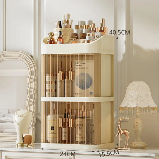 Dust-proof Makeup Organizer Luxury Lipstick Storage Double Door Make Up Multi-storey Transparent Cosmetic Bathroom Organization