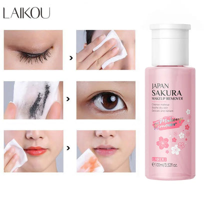 LAIKOU Portable Makeup Remover lashes Cleansing Liquid Water Lip Eye Gentle Care Make-Up Travel Skin Remover Face Skincare 100ml