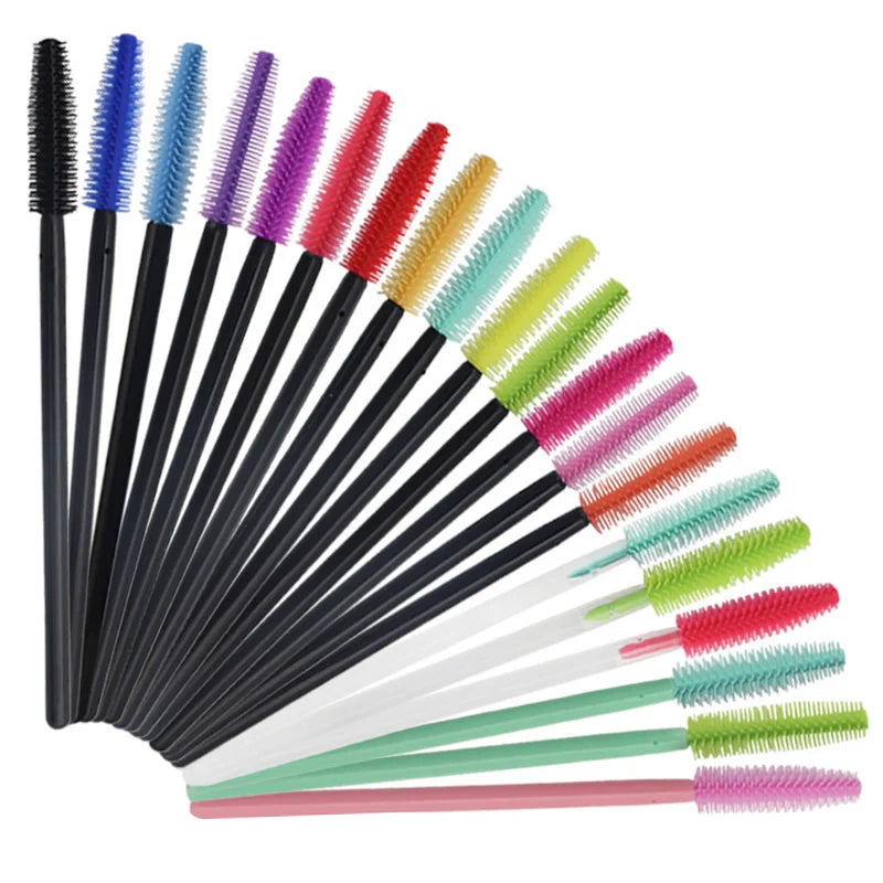 HOT 100 pcs Disposable Silicone Eyelashes Brushes Mascara Stick Applicator Makeup Brush Eyelash Extension Make up Tools