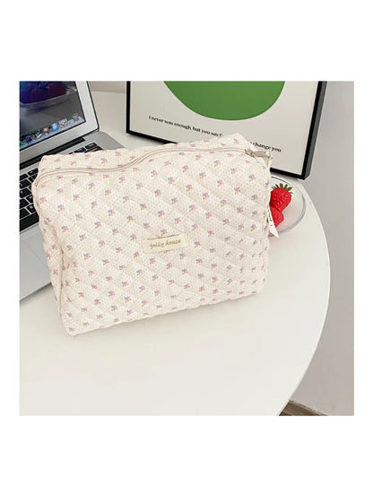 Liberty Quilting Makeup Bag Soft Cotton Clutches Women Zipper Cosmetic Organizer Cute Clutch Large Make Up Purse Toiletry Case