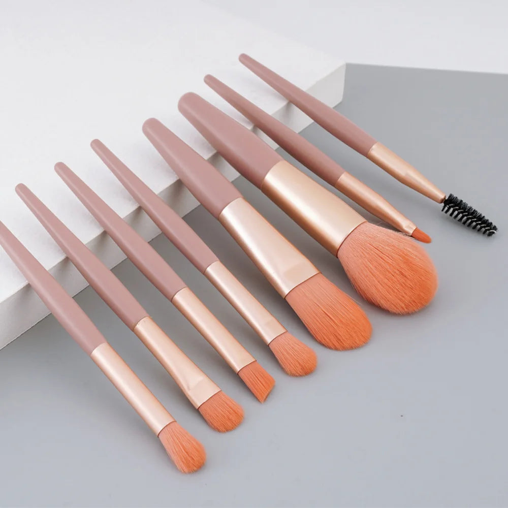 8Pcs Blusher Eyeshadow Brush Mini Makeup Brush Set Loose Powder Foundation Brushes Portable Cosmetics Applicators Make Up Tools