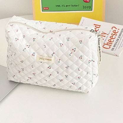 Liberty Quilting Makeup Bag Soft Cotton Clutches Women Zipper Cosmetic Organizer Cute Clutch Large Make Up Purse Toiletry Case