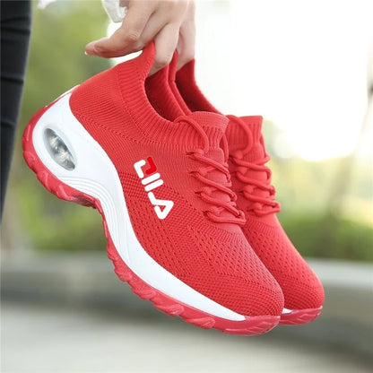 Women Tennis Shoes Breathable Mesh Height-increasing Slip-on Female Sock Footwear Outdoor Women Sneakers Thick Bottom Platforms