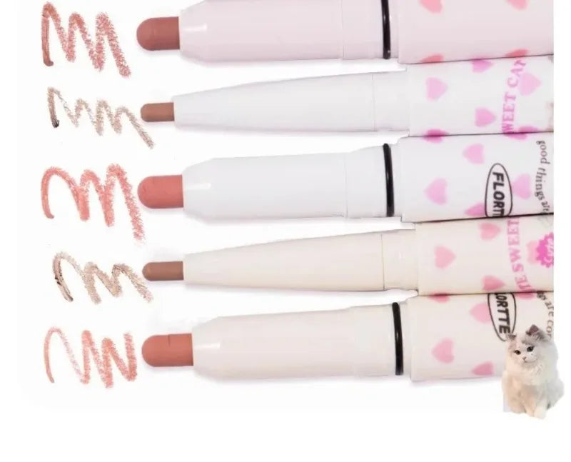 FLORTTE Lip liner Pencil Natural Matte Lip Liner Cute Animals Lipstick Pen Lasting Lipliners Korean Cosmetic  Kawaii Make Up