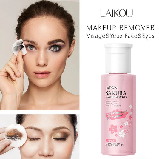 LAIKOU Portable Makeup Remover lashes Cleansing Liquid Water Lip Eye Gentle Care Make-Up Travel Skin Remover Face Skincare 100ml