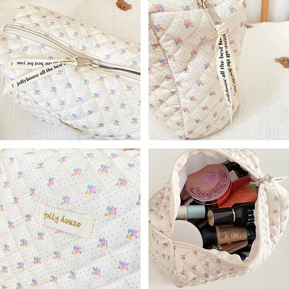 Liberty Quilting Makeup Bag Soft Cotton Clutches Women Zipper Cosmetic Organizer Cute Clutch Large Make Up Purse Toiletry Case