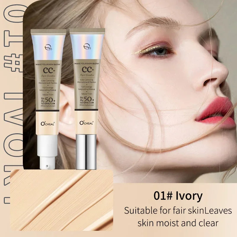 CC Cream Oil Control Even Skin Tone Nourish Brighten Skin Waterproof Concealer Cover Blemishes Make Up Foundation Cream Makeup