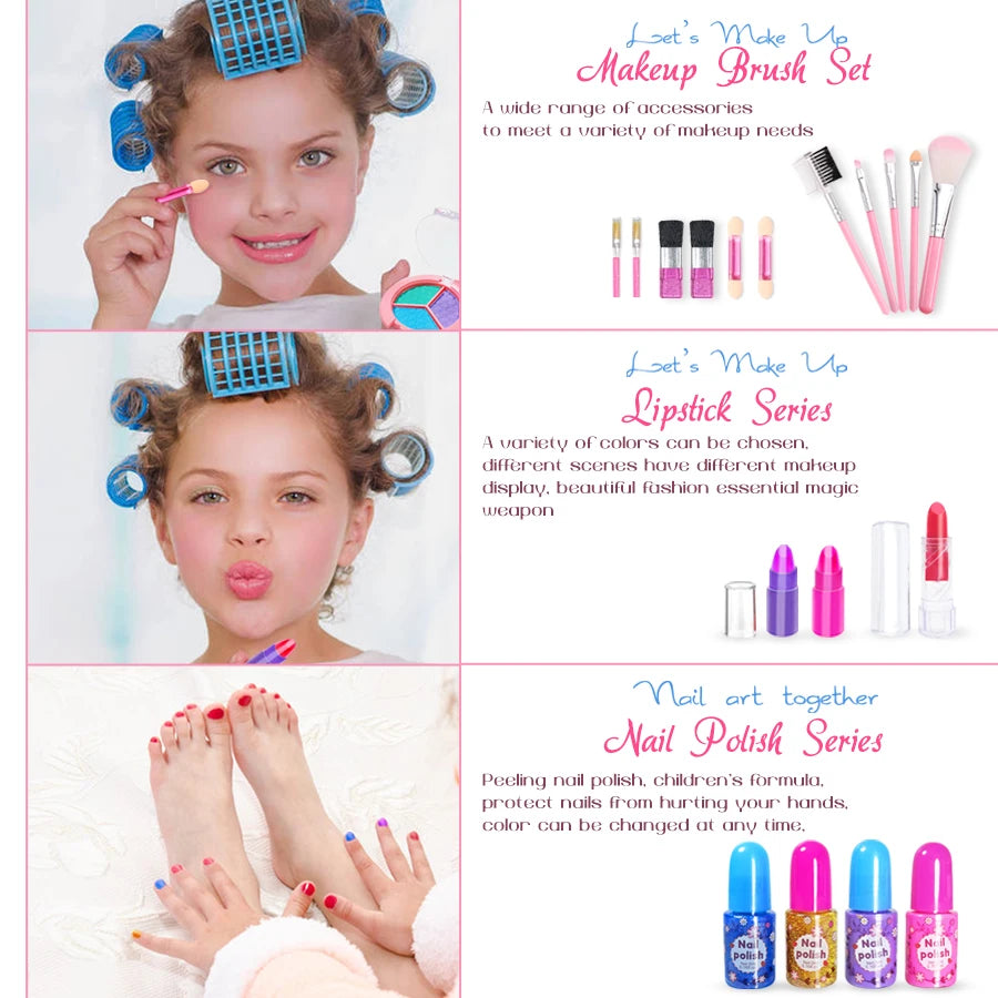 Kids Washable Makeup Girl Toys - Kids Makeup Kit for Girl, Real Make Up Set, Little Girls Makeup Kit for Toddler Kid Children Pr