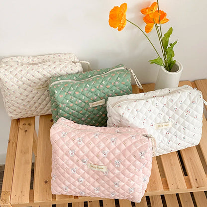 Liberty Quilting Makeup Bag Soft Cotton Clutches Women Zipper Cosmetic Organizer Cute Clutch Large Make Up Purse Toiletry Case