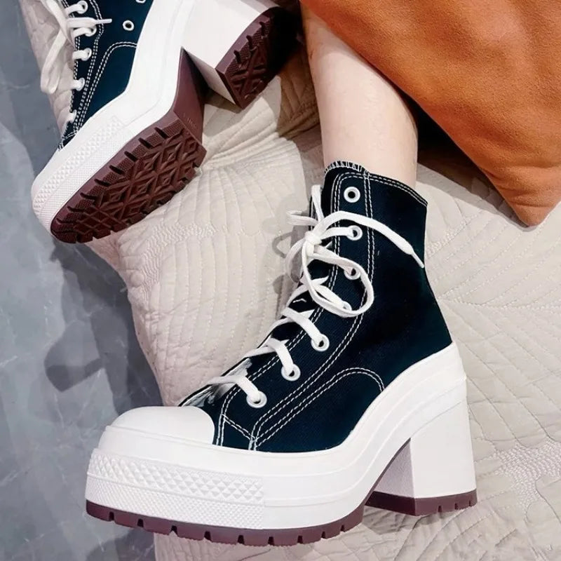 2024 Canvas Sneakers Women Platform Shoes Woman Shoes Fashion Casual Ladies Chunky Sneakers Woman Designer Shoes Zapatos Mujer