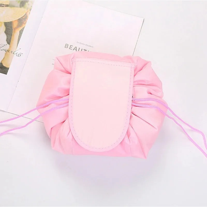 Women Drawstring Cosmetic Bag Travel Storage Makeup Bag Organizer Foldable Make Up Pouch Portable Waterproof Toiletry Case