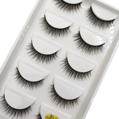 Natural 3D Mink False Eyelashes, Soft Wispy, Fluffy Eye Faux Lashes, Make Up Eyelash, Beauty Cat Cilios, 5 Pairs, 15 Styles