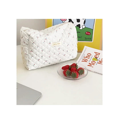 Liberty Quilting Makeup Bag Soft Cotton Clutches Women Zipper Cosmetic Organizer Cute Clutch Large Make Up Purse Toiletry Case