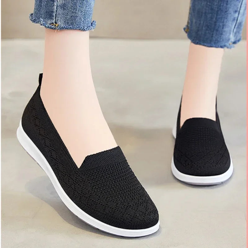 Autumn New Women Sneakers Ladies Breathable Walking Woven Shoes Anti-slip Lightweight Female Flats Casual Shoes Heeled Sandals