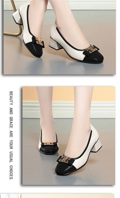 French Style 2024 New Soft Leather Soft Sole Shallow Mouth Sleeves Single Shoes Summer All-match Low Heel Women's Shoes