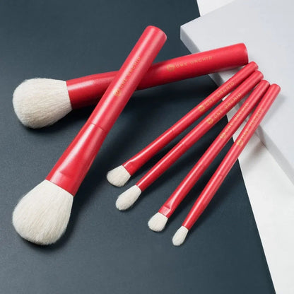 ONE ORCHID 7 Pcs Goat Hair Red Color Makeup Brushes Set Cosmetic Powder Eye Shadow Blush Blending Beauty Make Up Maquiagem