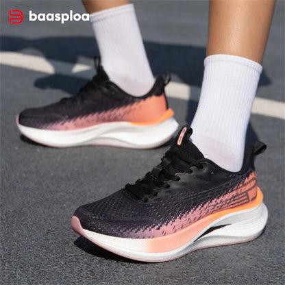 Baasploa Women Professional Running Shoes Outdoor Carbon Plate Non Slip Sports Shoes Female Casual Breathable Jogging Sneakers