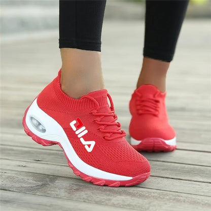 Women Tennis Shoes Breathable Mesh Height-increasing Slip-on Female Sock Footwear Outdoor Women Sneakers Thick Bottom Platforms