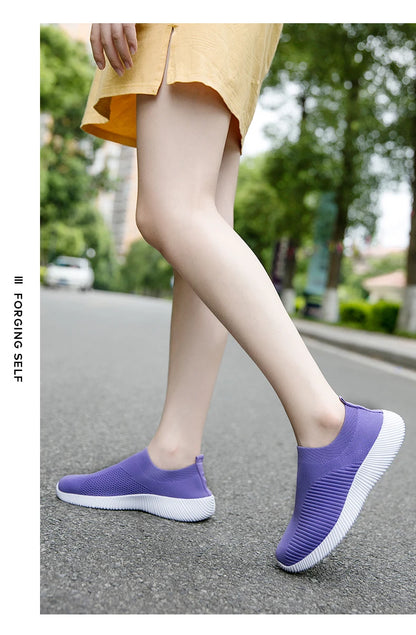 2022 Women Vulcanized Shoes High Quality Women Sneakers Slip On Flats Shoes Women Loafers Plus Size 42 Walking Flat